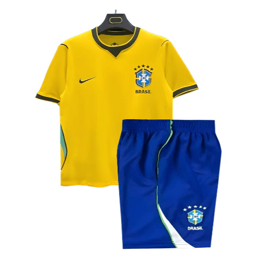 Conjunto Infantil Brasil Principal Copa do Mundo 2026 - 16 | Camisola de Futebol - PrimeKits Club - Camisolas de Futebol